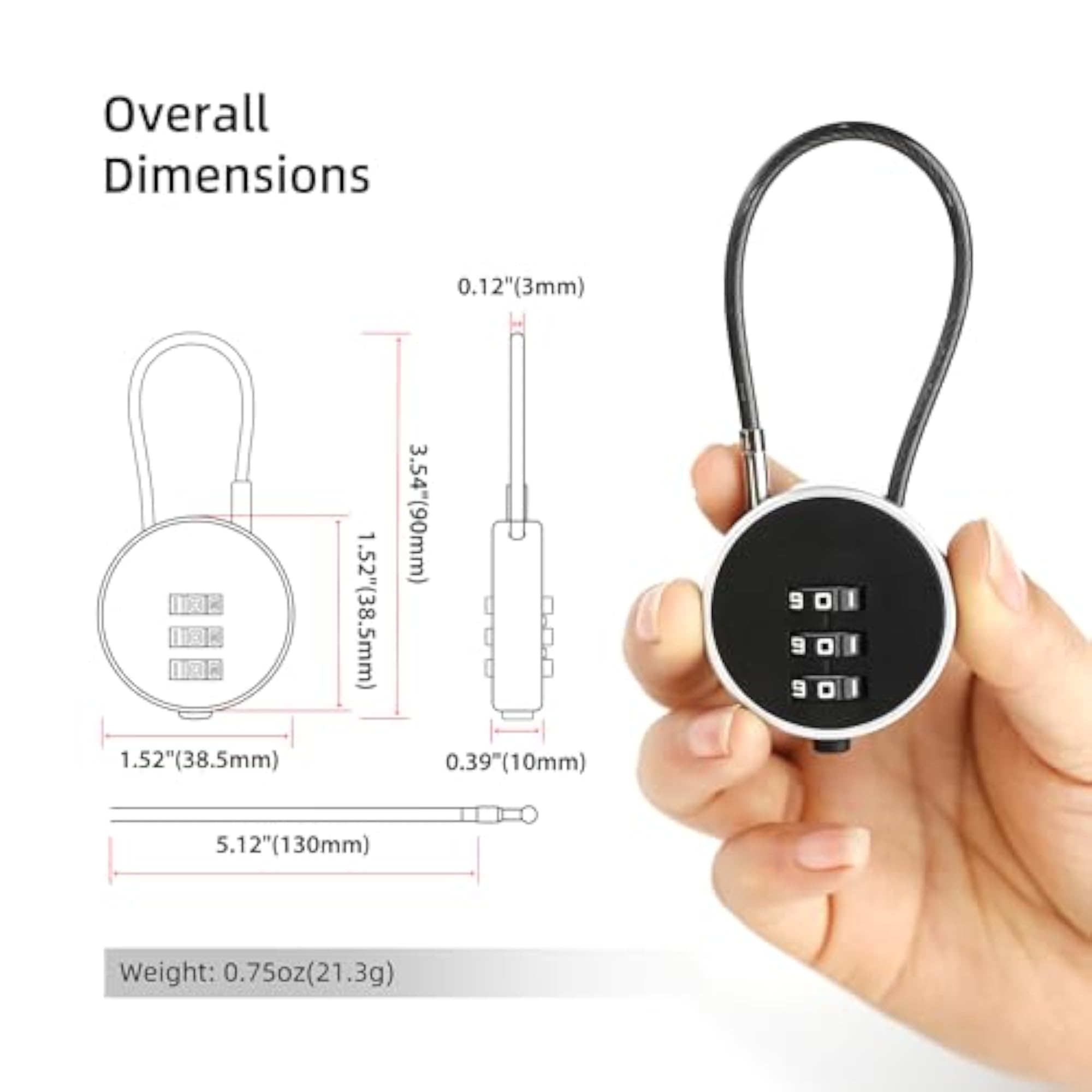 Small Combination Lock for Luggage, Gym Locker